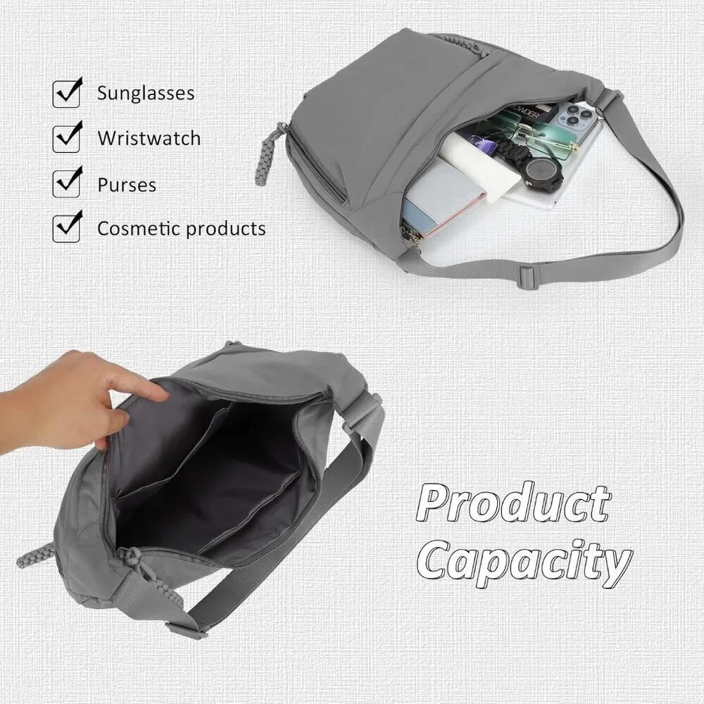 Crossbody Bag Nylon Multi-Pocket Large for Travel Work & Daily Use